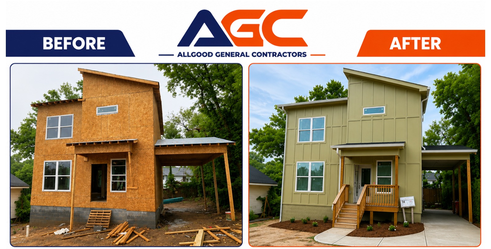 New construction build before & after